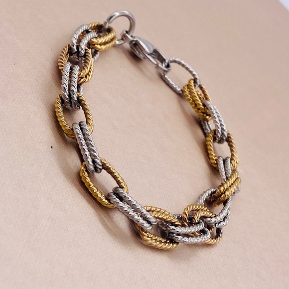 EUC Silver & Gold Plated Double Link Bracelet - Picture 10 of 16